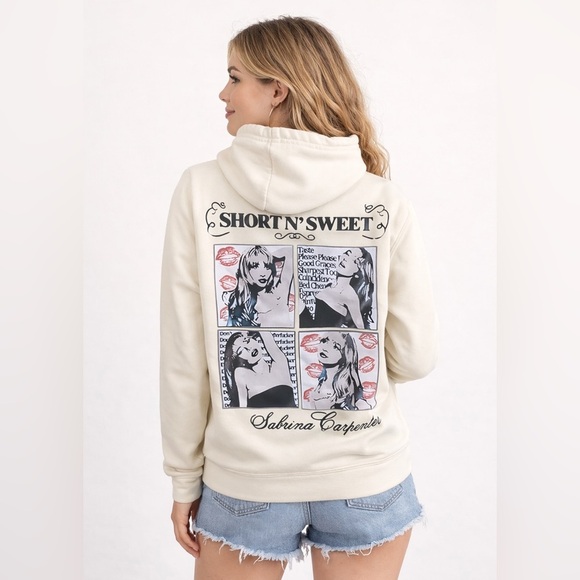 Tops - Sabrina Carpenter Graphic Hoodie Sweatshirt – Cream – Unofficial Fan Made-Small